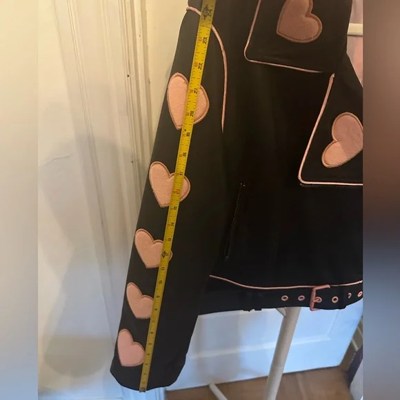 NWOT Sugar Thrillz Moto Jacket with Puffy Pink Heart Accents - Picture 6 of 9